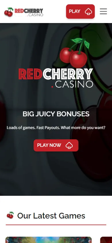 Red Cherry Casino home screen on a mobile device