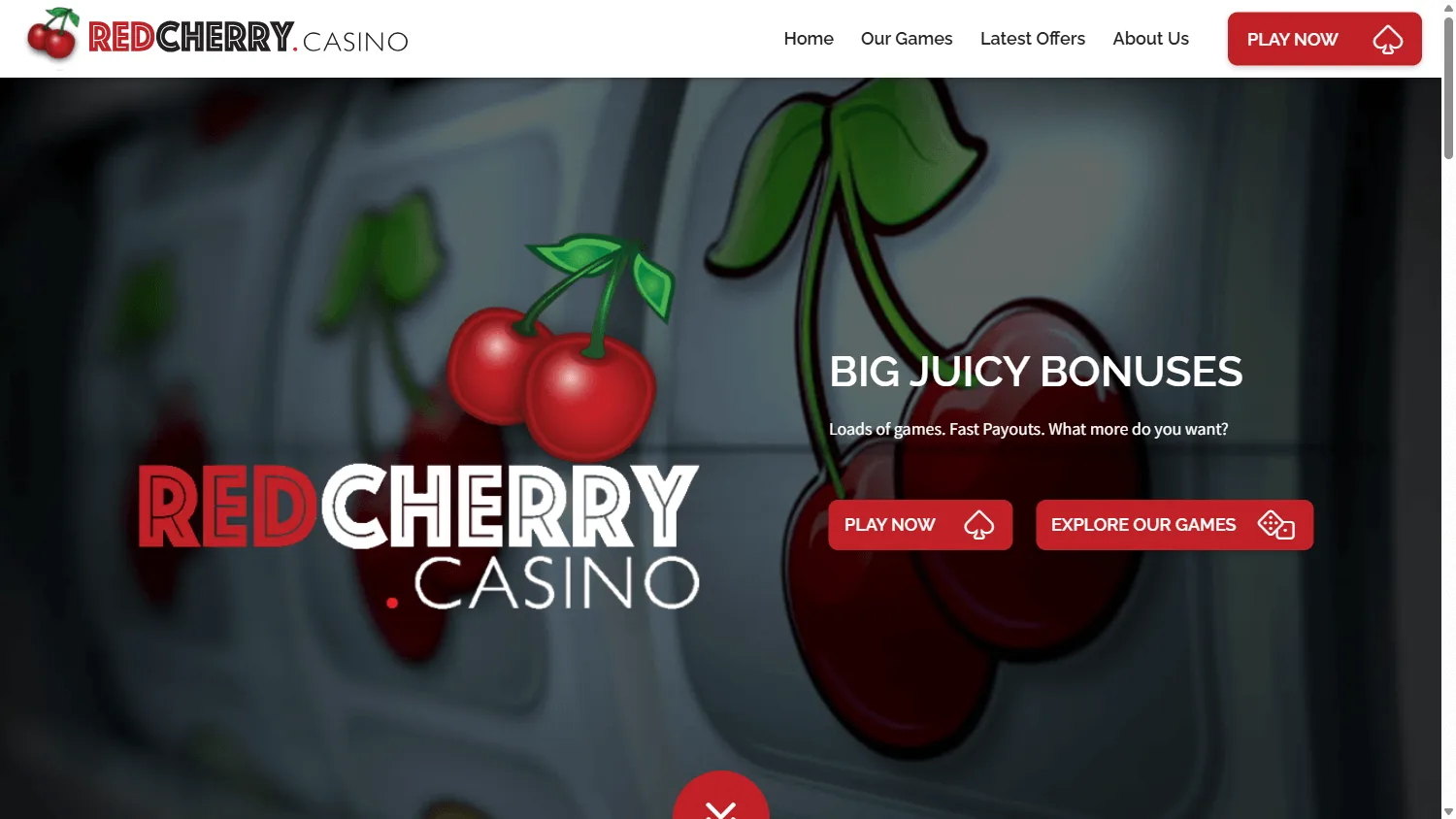 Red Cherry Casino home screen on desktop